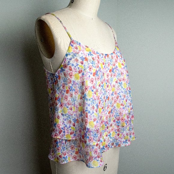 Lightweight Floral Print Tiered Chiffon Tank - XS - Picture 4 of 7